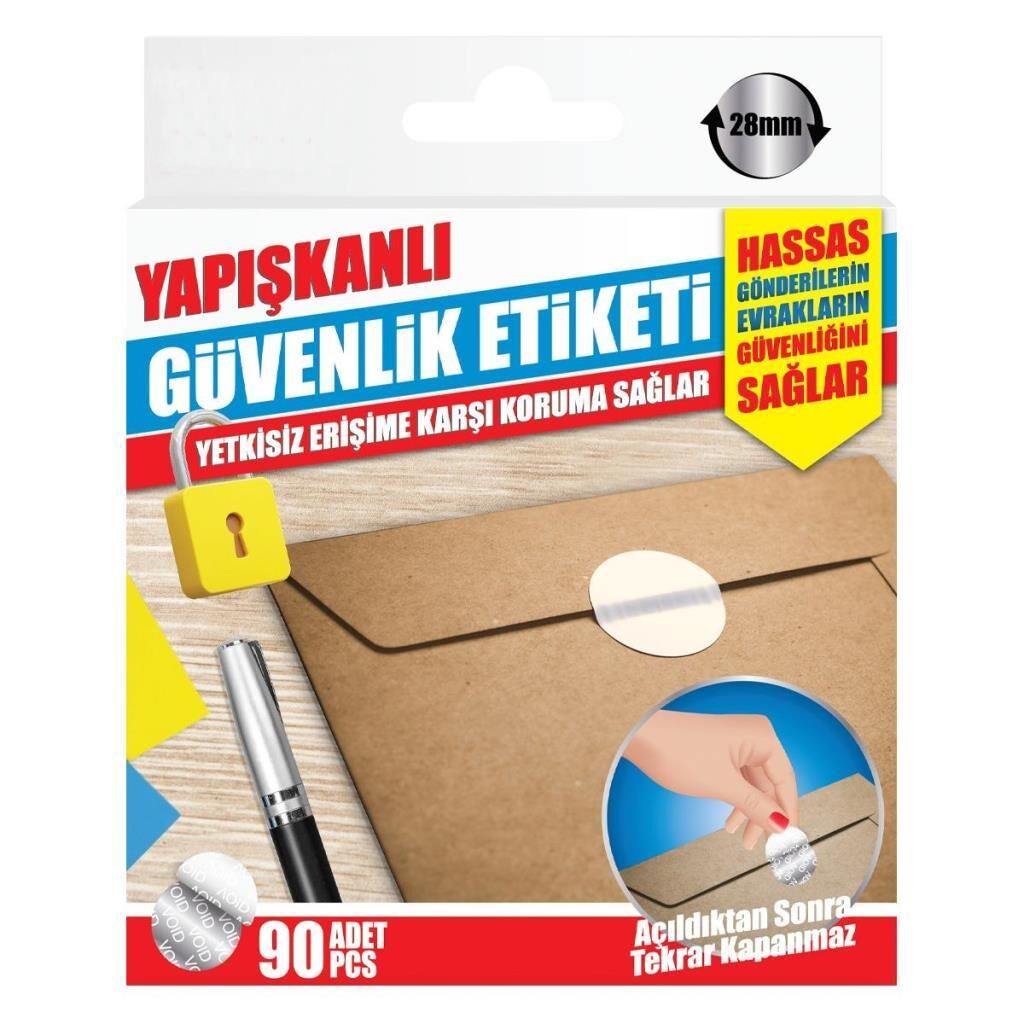Yapışkanlı Güvenlik Etiketi Yetkisiz Erişime Karşı Koruma Sağlar 90Adet 28mm