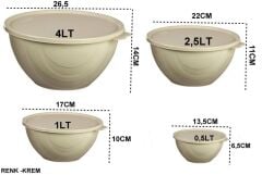 Moonstar Elegance Kapaklı Yoğurt Mayalama Kabı 4 Parça Saklama Kabı 4+2,5+1+0,5Litre