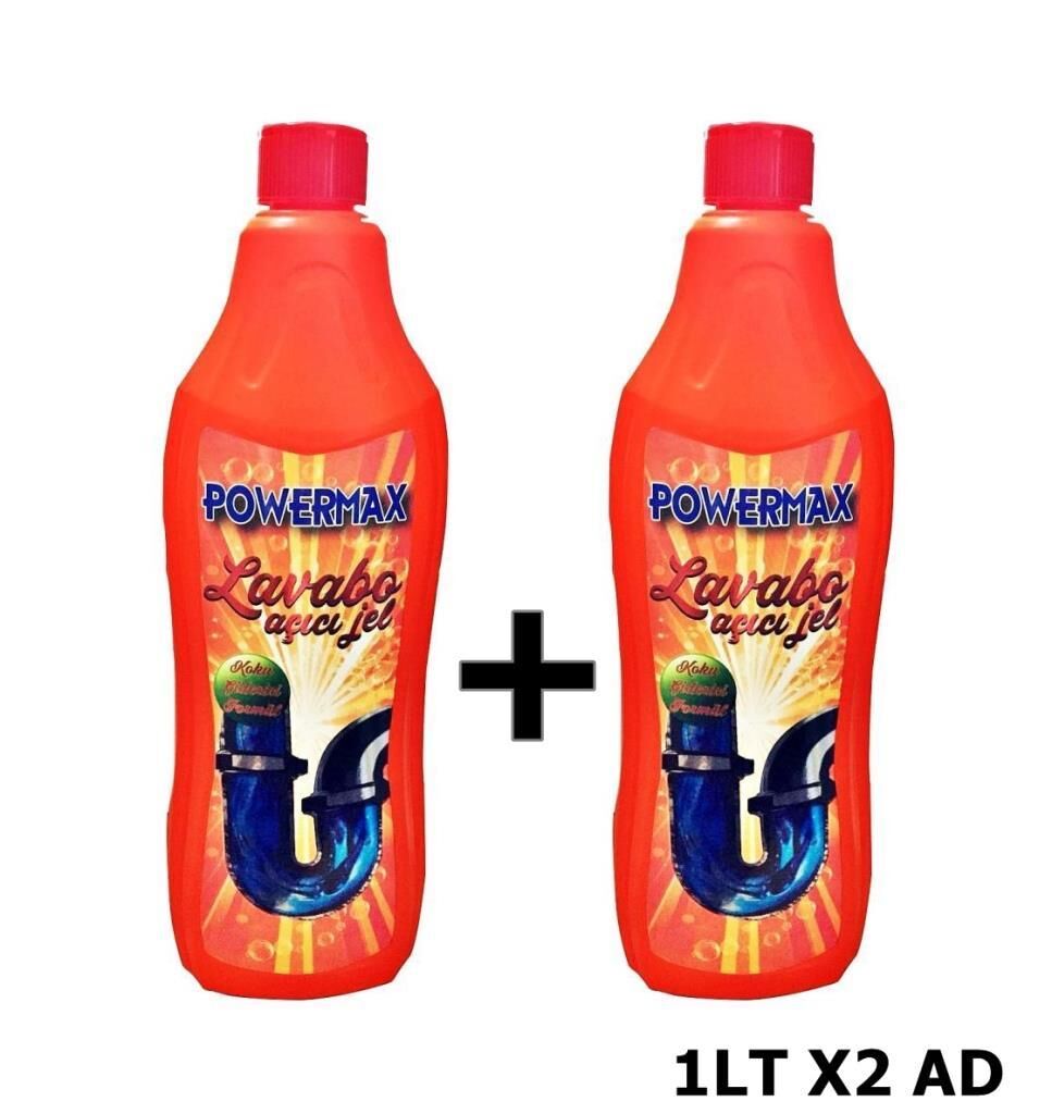Powermax Lavabo Gider Açıcı Jel Formül 1 Lt x 2 Adet