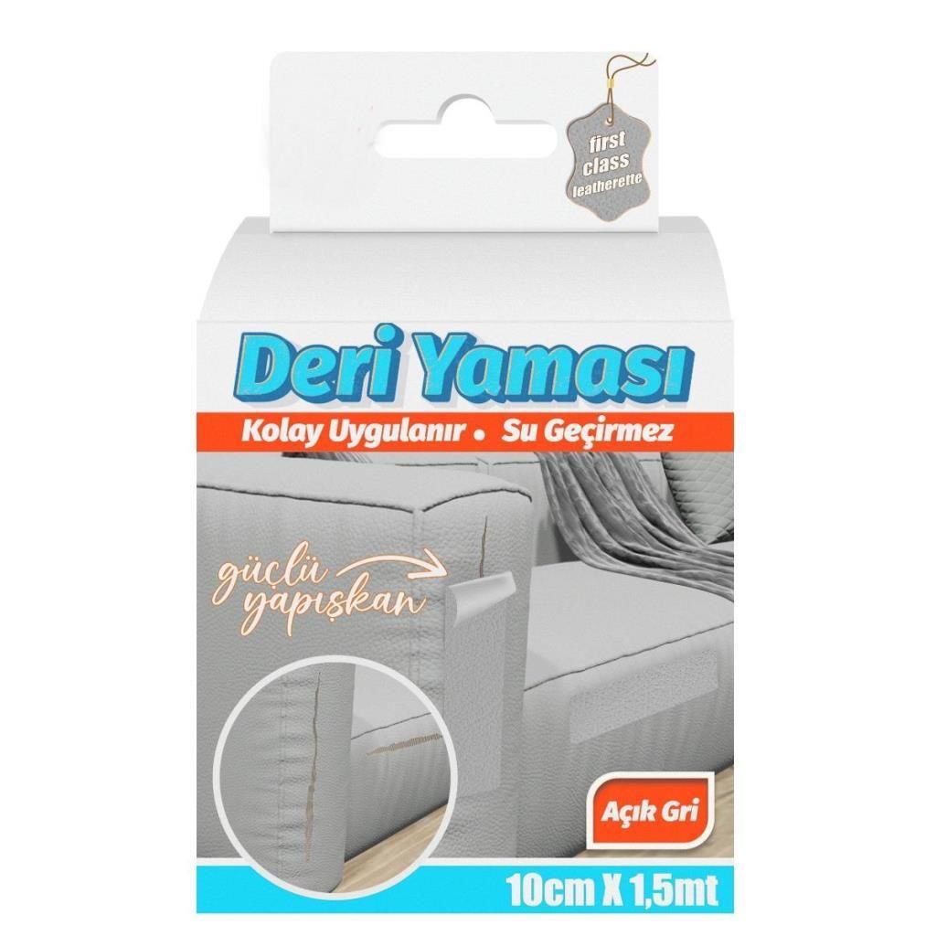 Deri Yaması Kendinden Güçlü Yapışkanlı Kolay Uygulanır Su Geçirmez 10cmX1,5 Metre-Açık Gri