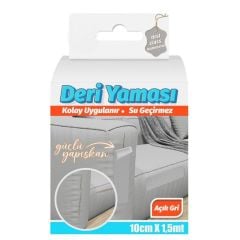 Deri Yaması Kendinden Güçlü Yapışkanlı Kolay Uygulanır Su Geçirmez 10cmX1,5 Metre-Açık Gri