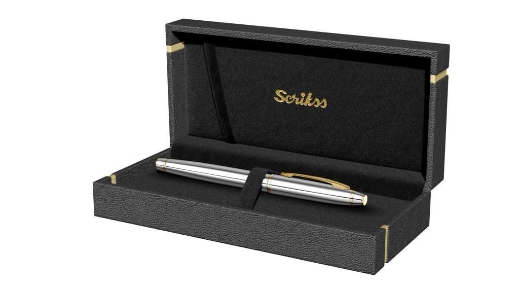 Scrikss 35 Gold Krom Dolma Kalem Kutulu Kişiye Özel Hediyelik Kalem