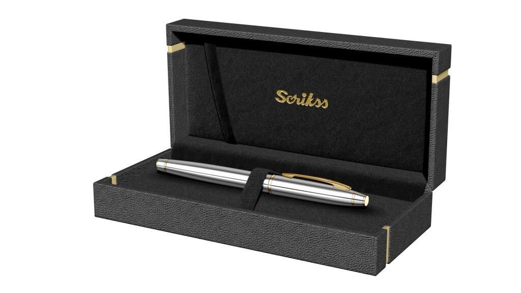 Scrikss 35 Gold Krom Dolma Kalem Kutulu Kişiye Özel Hediyelik Kalem