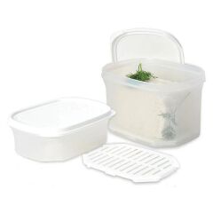 Moon Star Peynir Saklama Kabı Süzgeçli Hava Sızdırmaz 1,8+0,9 Litre-MID-ST200 beyaz