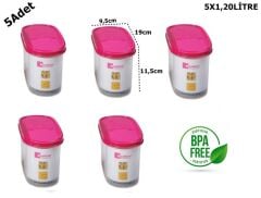 Moon Star Modüler Kapaklı Kuru Gida Saklama Kabı 1,2 LT X 5ADET MB-11