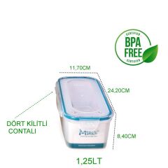 Moonstar Mlock Hava Sızdırmaz Contalı Kilitli Saklama Kabı 1,25LT MAB-177
