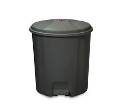 Motek Elit Pedallı Plastik Çöp Kovası İç Kovalı 6 LT Antrasit Siyah
