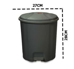 Motek Elit Pedallı Plastik Çöp Kovası İç Kovalı 6 LT Antrasit Siyah