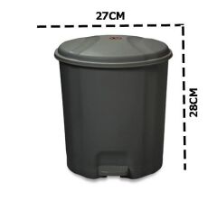 Motek Elit Pedallı Plastik Çöp Kovası İç Kovalı 6 LT Antrasit Siyah