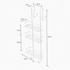 Geseus 3 Katlı Asmalı Banyo Duşakabin Duş Rafı Krom BKK066