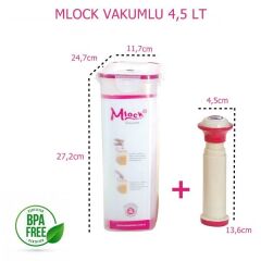Moon Star Mlock Vakumlu Saklama kabı 4,5 LT+ Pompa-MVB-191