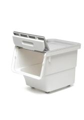 Motek Tekerlekli Patateslik Soğanlık Oyuncak Kutusu Patateslik Soğanlık Sepeti 3X12Lt Beyaz+Gri