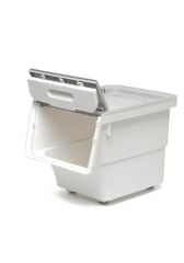 Motek Tekerlekli Patateslik Soğanlık Oyuncak Kutusu Patateslik Soğanlık Sepeti 3X12Lt Beyaz+Gri