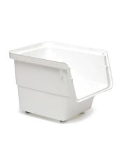 Motek Tekerlekli Patateslik Soğanlık Oyuncak Kutusu Patateslik Soğanlık Sepeti 3X12Lt Beyaz+Gri