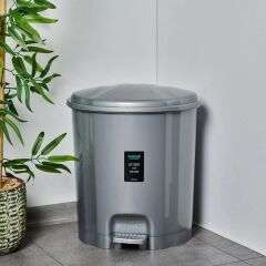 Motek Elit Pedallı Plastik Çöp Kovası İç Kovalı 22 LT Gümüş Gri