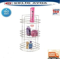 Banyo Köşe Rafı 3 Gözlü Paslanmaz - 690