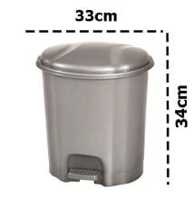 Motek Elit Pedallı Plastik Çöp Kovası İç Kovalı 12 LT Gümüş Gri