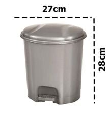 Motek Elit Pedallı Plastik Çöp Kovası İç Kovalı 6 LT Gümüş Gri