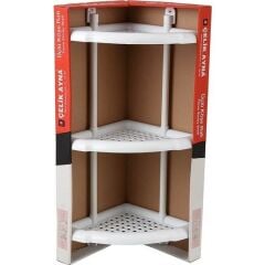 Çelik Ayna Plastik Banyo Köşe Rafı Şampuanlık 132