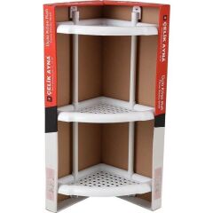 Çelik Ayna Plastik Banyo Köşe Rafı Şampuanlık 132