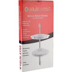 Çelik Ayna Banyo Köşe Rafı Şampuanlık İki Gözlü 135