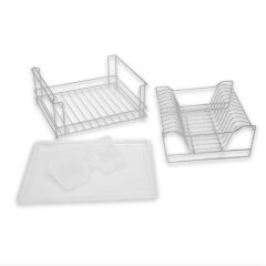 Geseus Home İki Katlı Modüler Tabaklık Bulaşıklık Krom Şeffaf KB10