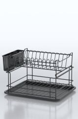 Geseus Home İki Katlı Modüler Tabaklık Bulaşıklık Mat Siyah KB10S