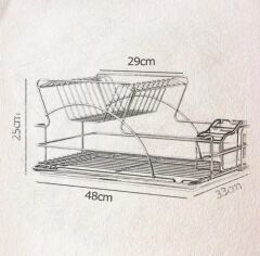 Geseus Home İki Katlı Tabaklık Bulaşıklık Mat Siyah KB009S