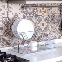 Geseus Home İki Katlı Tabaklık Bulaşıklık Krom Şeffaf KB009