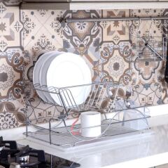 Geseus Home İki Katlı Tabaklık Bulaşıklık Krom Şeffaf KB009