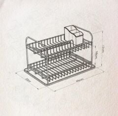 Geseus Home İki Katlı Tabaklık Bulaşıklık Krom Şeffaf KB007
