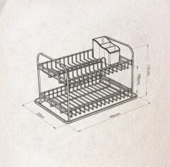 Geseus Home İki Katlı Tabaklık Bulaşıklık Krom Şeffaf KB007