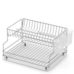 Geseus Home İki Katlı Tabaklık Bulaşıklık Krom Şeffaf KB005