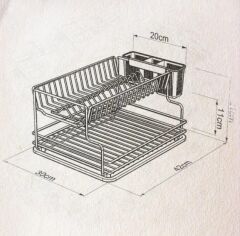 Geseus Home İki Katlı Tabaklık Bulaşıklık Krom Şeffaf KB005