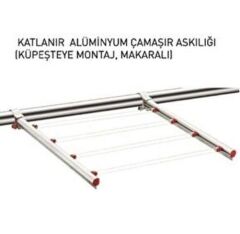 Çamaşır Kurutma Askısı Paslanmaz Alüminyum Katlanır Makaralı Çamaşır Askısı Kelepçeli