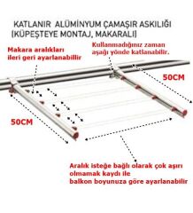 Çamaşır Kurutma Askısı Paslanmaz Alüminyum Katlanır Makaralı Çamaşır Askısı Kelepçeli