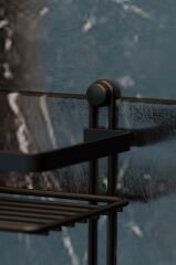 Geseus Üç Katlı Kancalı Banyo Rafı Mat Siyah ES065H