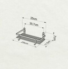 Geseus Tek Katlı Kancalı Banyo Rafı Mat Siyah ES081H