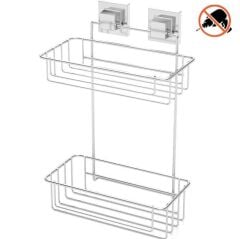 Geseus Yapışkanlı İki Katlı Krom Banyo Rafı EF256