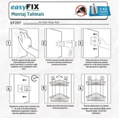 Geseus Yapışkanlı Krom İki Katlı Banyo Köşe Rafı EF257