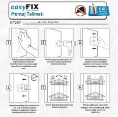 Geseus Yapışkanlı Krom İki Katlı Banyo Köşe Rafı EF257