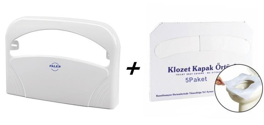 Klozet Kapak Örütüsü 5 Paket 1250 Adet+Palex Beyaz Klozet Örtü Dispenseri