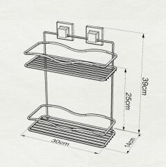 Geseus Yapışkanlı İki Katlı Baharatlık Mutfak Rafı Krom EF042