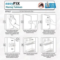 Geseus Yapışkanlı İki Katlı Baharatlık Mutfak Rafı Krom EF042