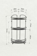 Geseus Paslanmaz Çelik Üç Katlı Kancalı Banyo Köşe Rafı İnox BK083H