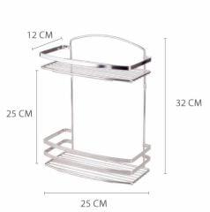 Geseus İki Katlı Paslanmaz Çelik Banyo Rafı Mat İnox 15Yıl Garanti BKK085SS