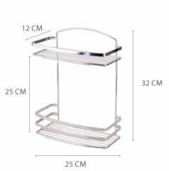 Geseus İki Katlı Paslanmaz Çelik Banyo Rafı Mat İnox 15Yıl Garanti BKK085SS