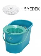 Motek Fix Mop Temizli Seti Paspas Temizlik Kovası+5Ad Yedek Başlık