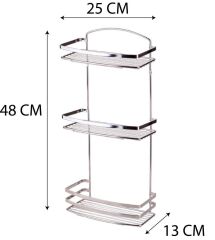 Geseus Üç Katlı Paslanmaz Çelik Banyo Rafı Mat İnox 15Yıl Garanti BK086SS