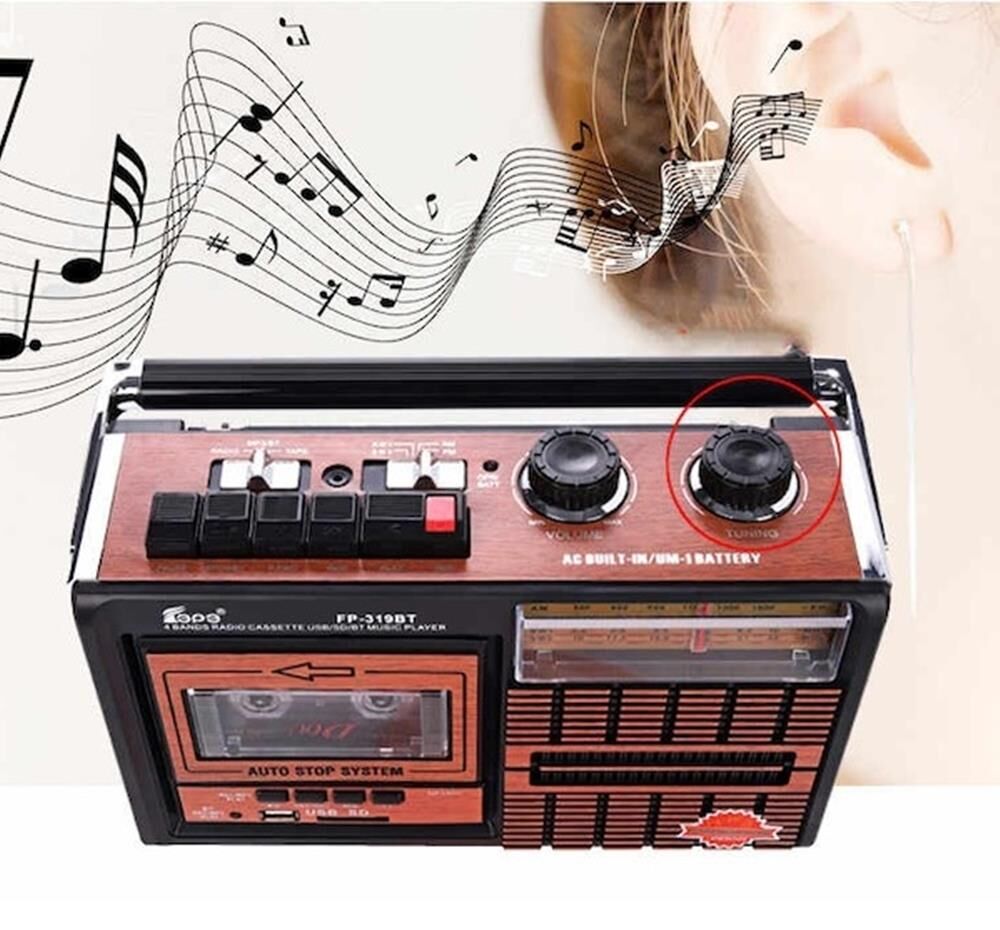 Nostaljik Kasetçalar 4 Bant Radyo,Usb Girişli,Fm Radyo,Bluetooth Bağlantılı-FP-319BT